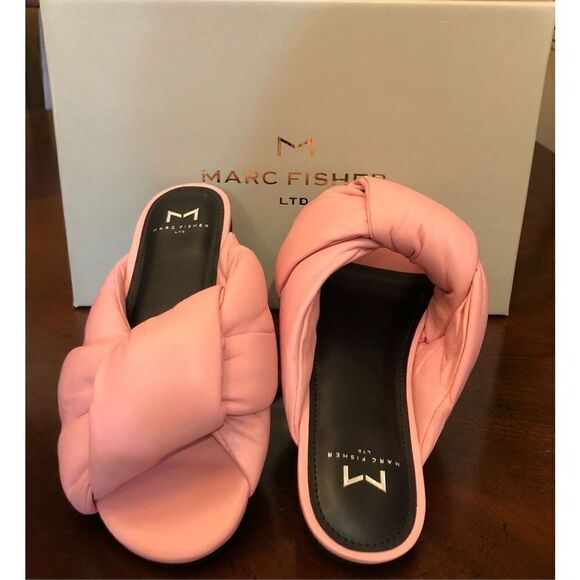 MARC FISHER - 🎉HP🎉 L Sz 5.5 “Ogalia” Pink Puffy Leather Slides. NEW IN BOX - Picture 7 of 16